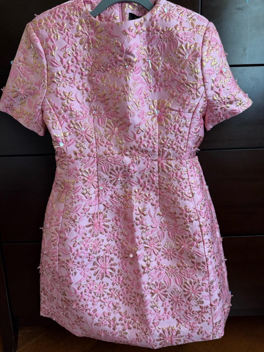 Astrid Frozen Berry Jacquard Floral Mini Dress - Picture 5 of 5